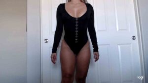 Belle’s Black Thong Bodysuit