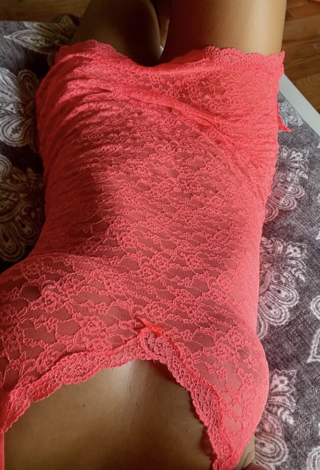 Chloe's [SET] Neon Pink Lace Lingerie Dress - Image 3