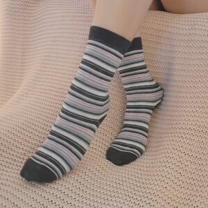 Zira’s Tall Black Pink White Stripe Socks