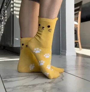 Selena’s Yellow Cat Socks