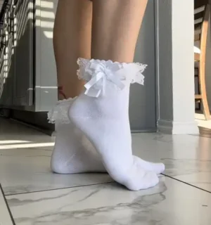 Selena’s White Frilly Ankle Socks