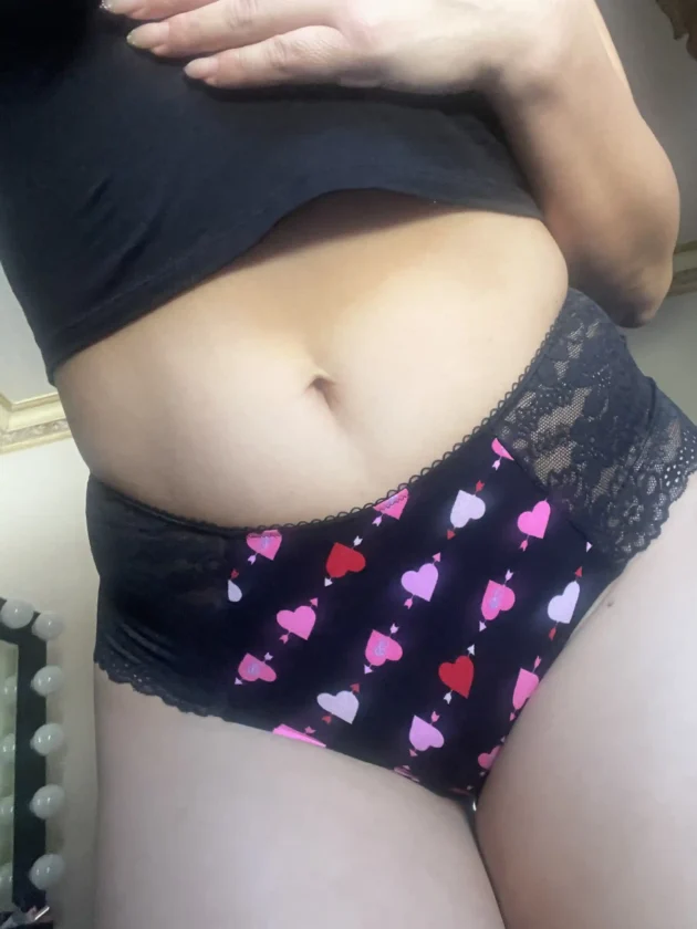 Chloe's Black Lace and Pink and Red Heart Panty