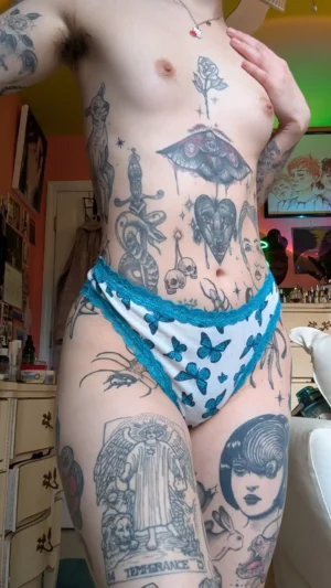 Veronica’s White & Blue Butterfly Panty