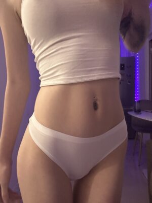 Azalea’s Worn White Ribbed Thong