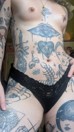 Veronica’s Worn Black Lace Band Thong